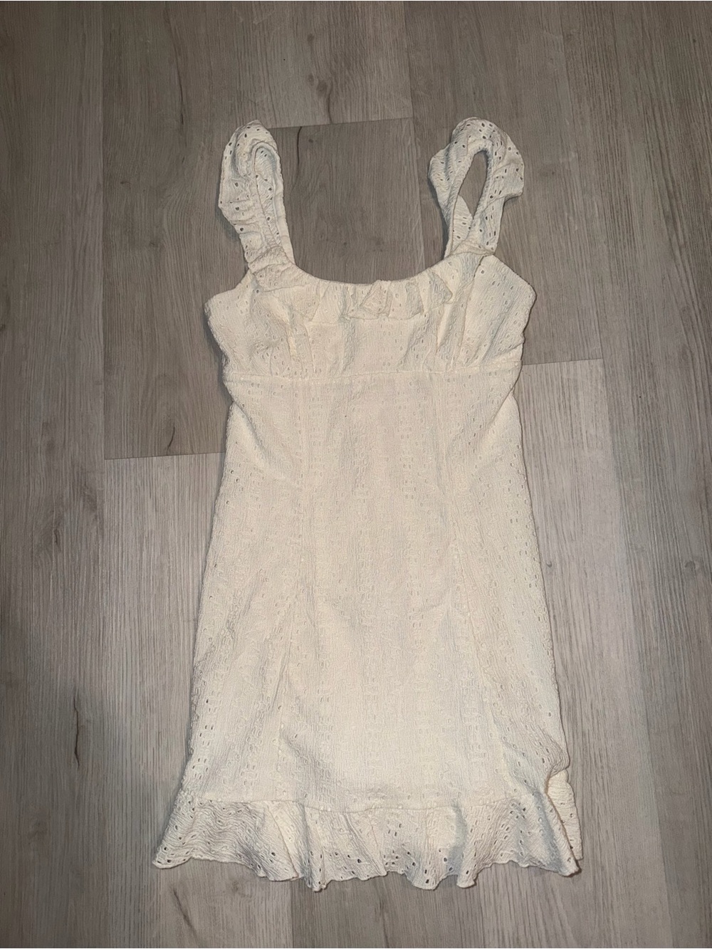 Reformation White Eyelet Midi Dress with Ruffle Straps - Picture 3 of 3